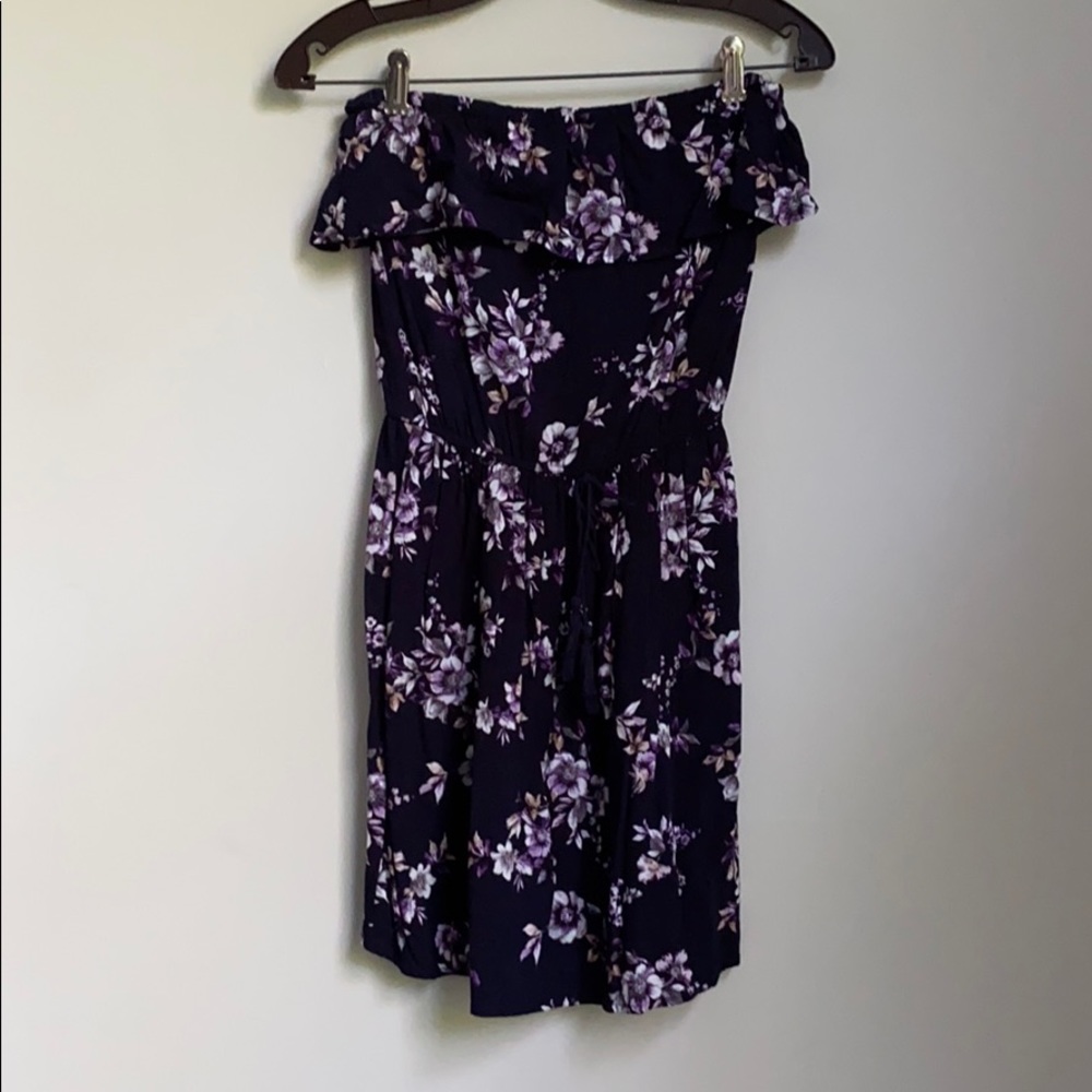 Mossimo Purple and navy blue flower romper